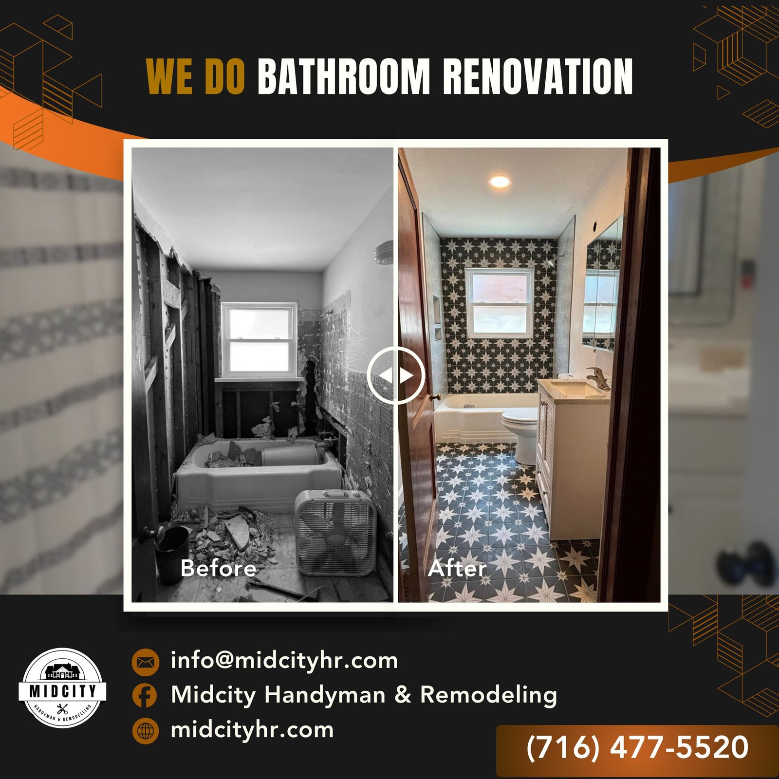Bathroom remodel by Mid City Home Restoration in Cheektowaga NY